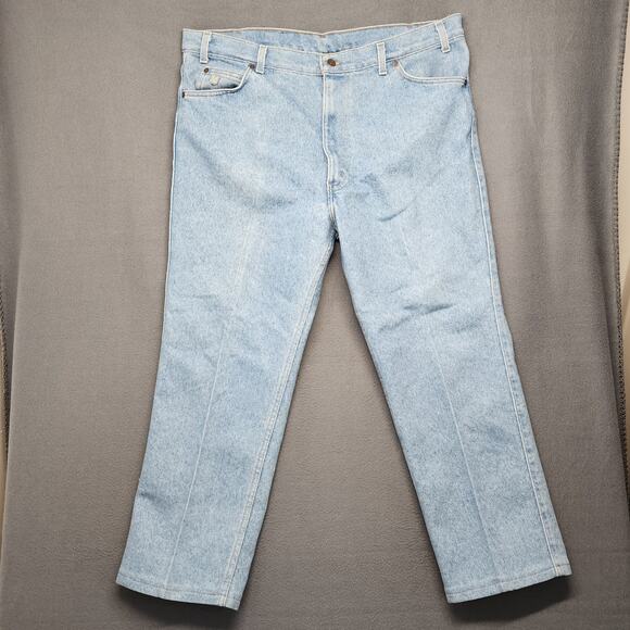 Vintage Levis Jeans Men 40x26 HEMMED Light Wash Blue Silver Medal Tag 42x30 USA